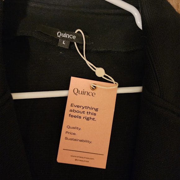 Quince 100% Organic Cotton Knit Blazer NWT Black Large - Picture 5 of 6